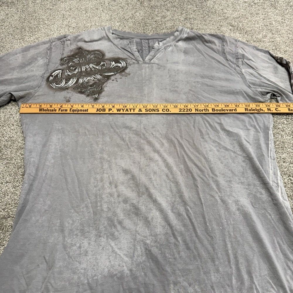 Affliction Slit‎ Neck Long Sleeve tee t-shirt Gray Size 2XL - Picture 5 of 9